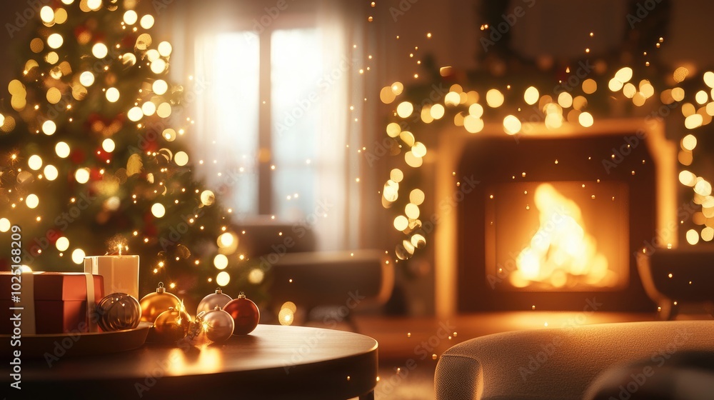 Cozy Living Room with Glowing Fairy Lights Cozy Living Room with Glowing Fairy Lights