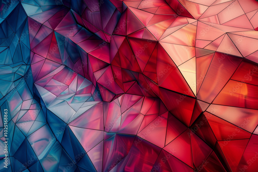 A colorful abstract design with red, blue, and white triangles A colorful abstract design with red, blue, and white triangles