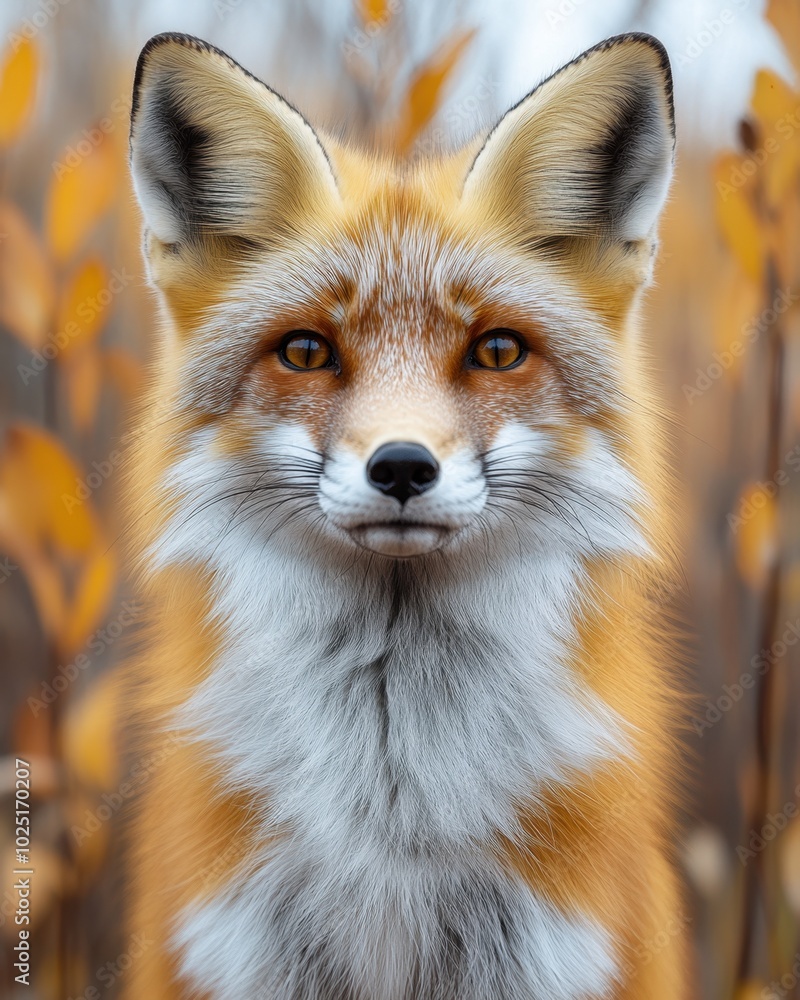 Fototapeta premium A red fox sitting on its hind legs, looking forward with alert eyes, isolated on white background 