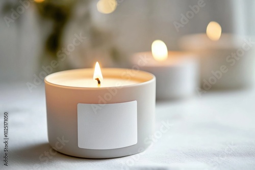 A close-up shot of a lit candle on a table, great for use in scenes where warmth and coziness are needed