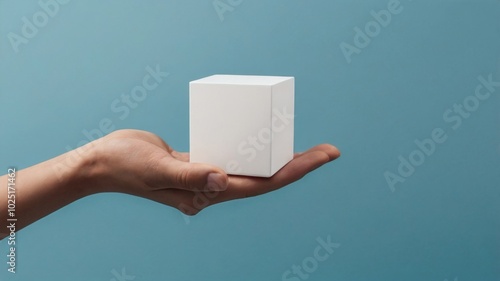 Businessman's hand chooses the one wooden cube block with the green right, checkmark icon symbol in front of the red cross sign, wrong icon blocks on white background. Moral choosing option concept.