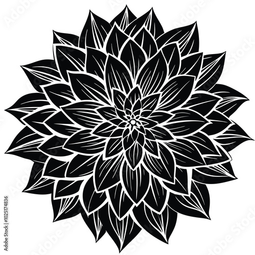 Dahlia flower item vector design illustration sample item concept idea on white background for coloring page