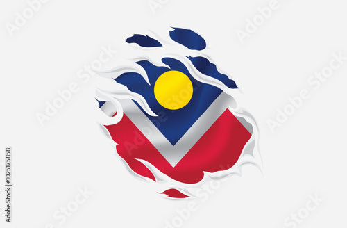 Denver flag ripped icon illustration