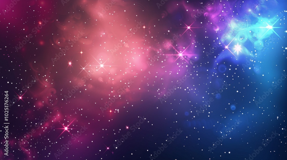 Naklejka premium Vibrant Cosmic Galaxy with Stars and Nebulae - Abstract Starry Sky Background