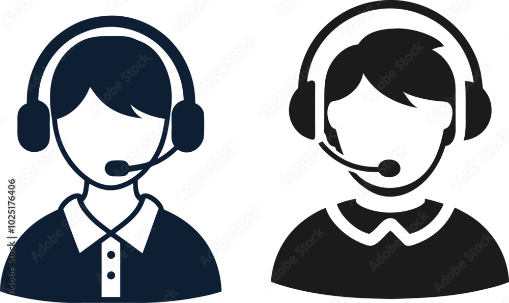 Call Center Representative Boy Icon Silhouette Vector Call Center Representative Boy Icon Silhouette Vector