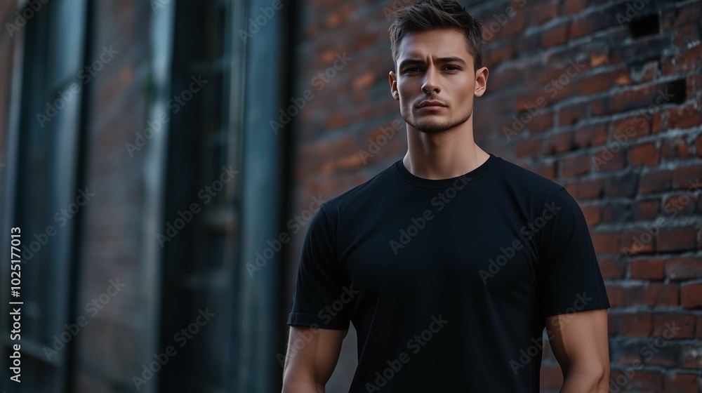 A mockup of a man in a black T-shirt in gothic look
A mockup of a man in a black T-shirt in gothic look
