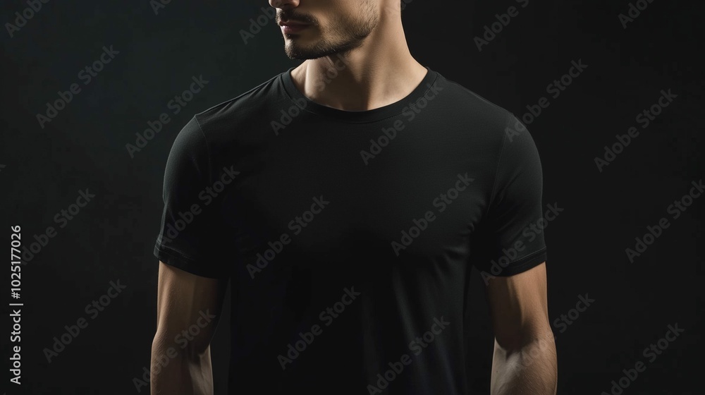 A mockup of a man in a black T-shirt in gothic look
A mockup of a man in a black T-shirt in gothic look