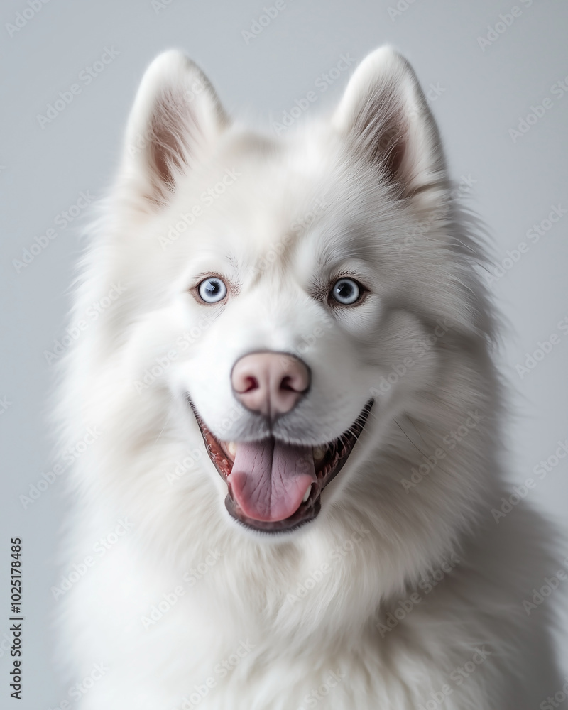 Fototapeta premium Close-up photograph of a dog isolated on a white background.