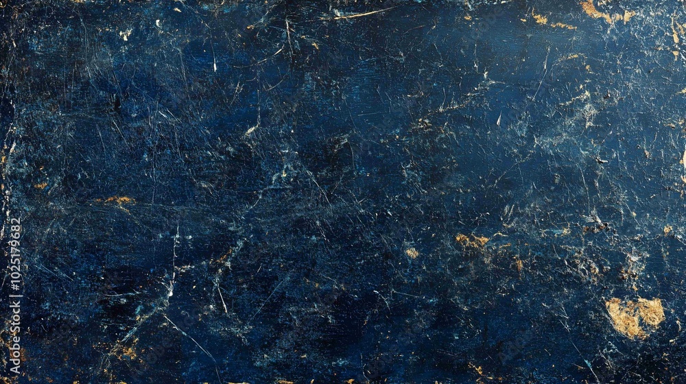 Obraz premium Dusty scratched and scanned old film texture of a metal surface, closeup; dark blue color for backgrounds 