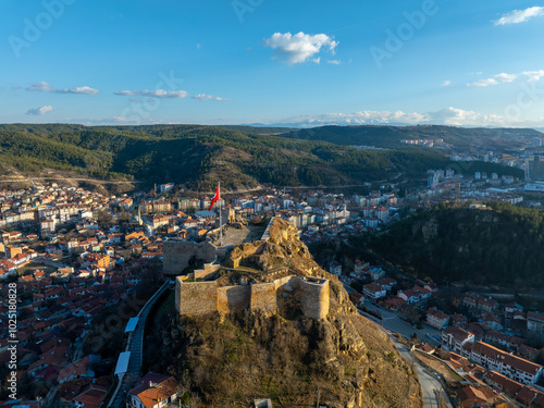 Landscape of historical Kastamonu castle on the hills near the city, Kastamonu, Turkey