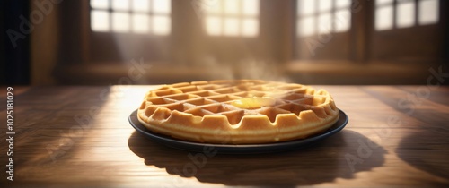 waffle on a plate on a table photo