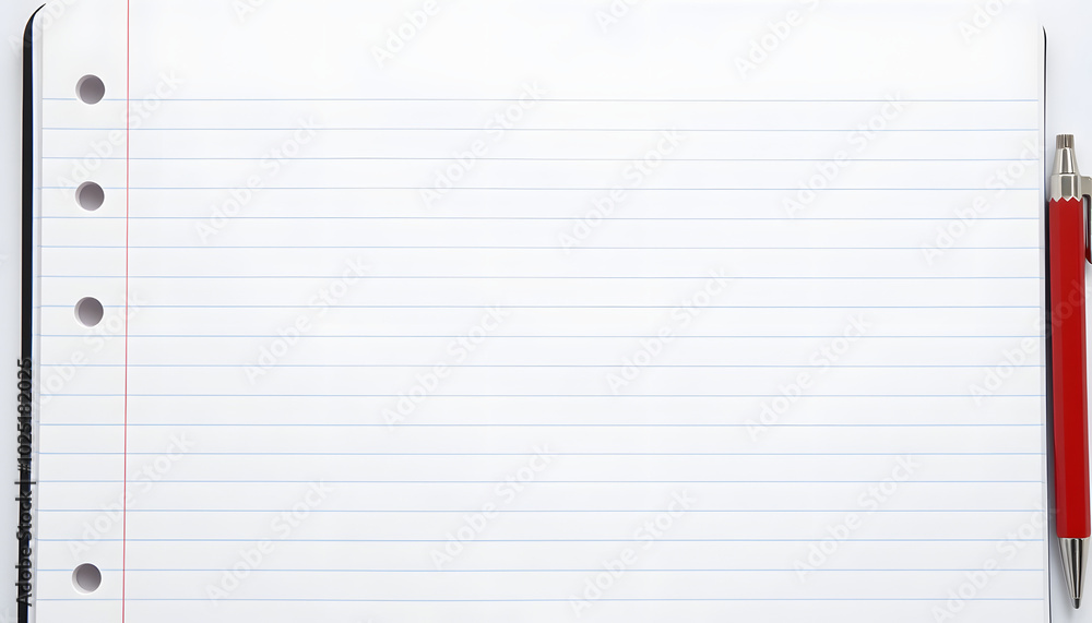 Blank notebook page with stationary design element isolated with white highlights, png