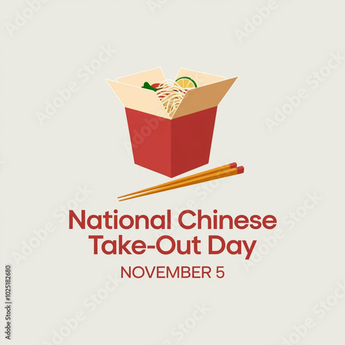 National Chinese Take-Out Day design with a classic take-out box for November 5th

