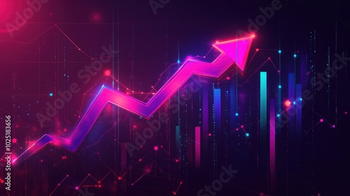 Up arrow business direction symbol on illustration graphic design icon background with improvement market trend growth chart concept or success strategy development increase progress sale target sign