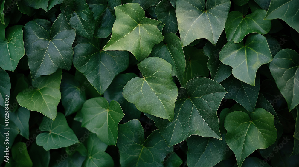 Lush green ivy leaves densely covering a surface, symbolizing nature, growth, and lush vegetation. Lush green ivy leaves densely covering a surface, symbolizing nature, growth, and lush vegetation.
