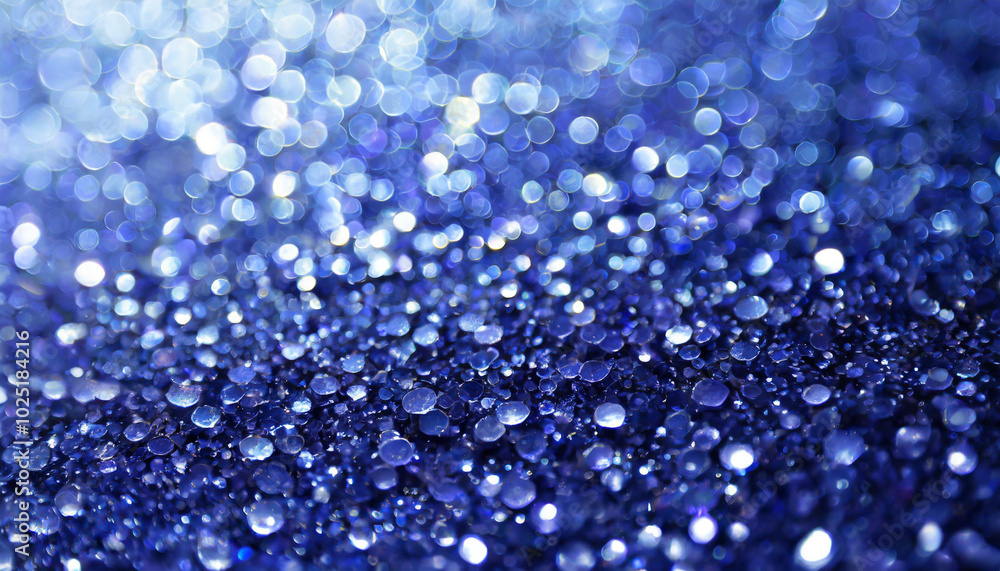 Captivating blue bokeh with shimmering droplets reflecting light in artistic arrangement Captivating blue bokeh with shimmering droplets reflecting light in artistic arrangement