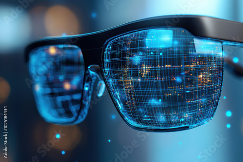 Futuristic Smart Glasses with Digital Interface 