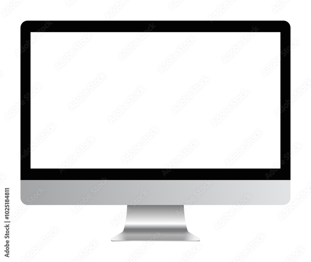 Apple iMac 27 inch desktop pc blank display mockup template. Modern computer device with empty screen for advertisement Apple iMac 27 inch desktop pc blank display mockup template. Modern computer device with empty screen for advertisement