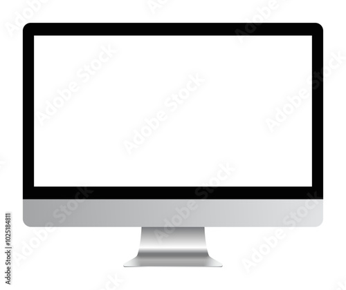 Apple iMac 27 inch desktop pc blank display mockup template. Modern computer device with empty screen for advertisement