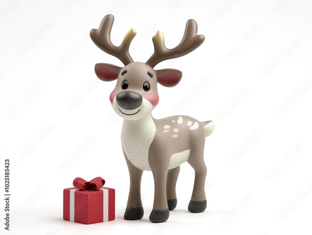 reindeer with christmas gift reindeer with christmas gift