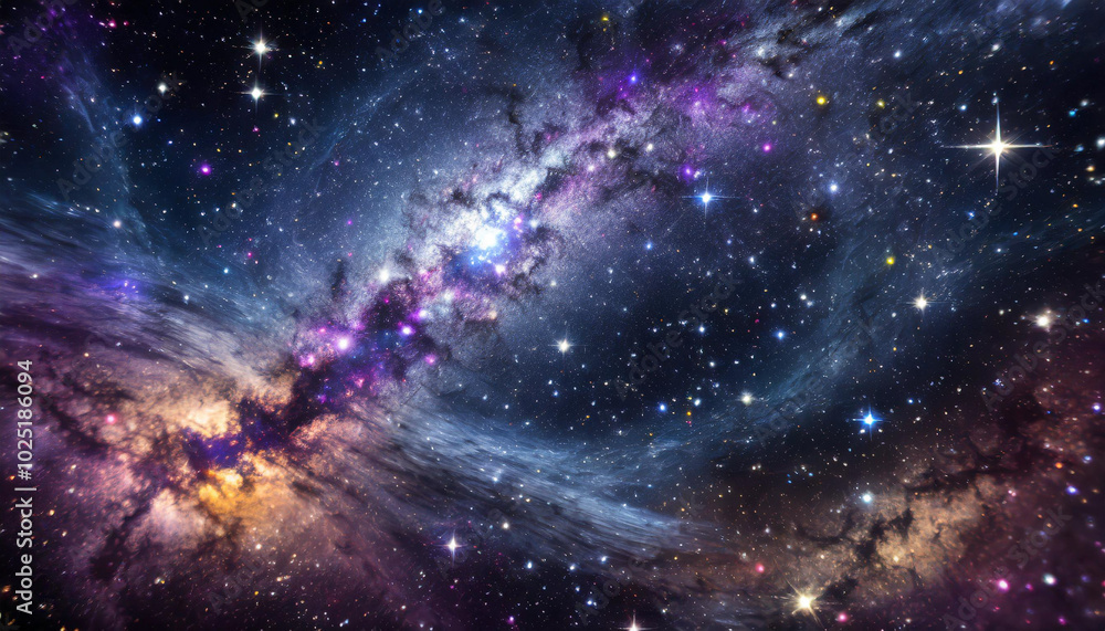 A vibrant cosmic landscape showcasing the beauty of a swirling galaxy filled with stars and colorful nebulas in deep space A vibrant cosmic landscape showcasing the beauty of a swirling galaxy filled with stars and colorful nebulas in deep space