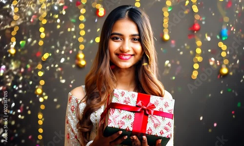 Celebrating Christmas with Gift Giving and Confetti