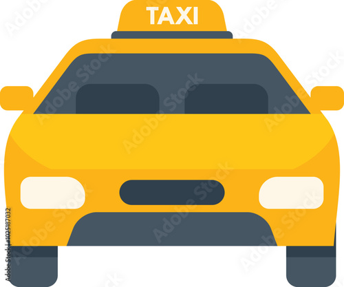Yellow taxi cab waiting for passengers front view