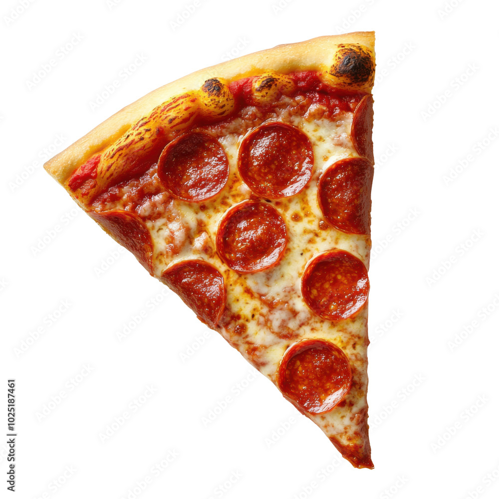 Pepperoni pizza slice isolated on transparent background. Pepperoni pizza slice isolated on transparent background.