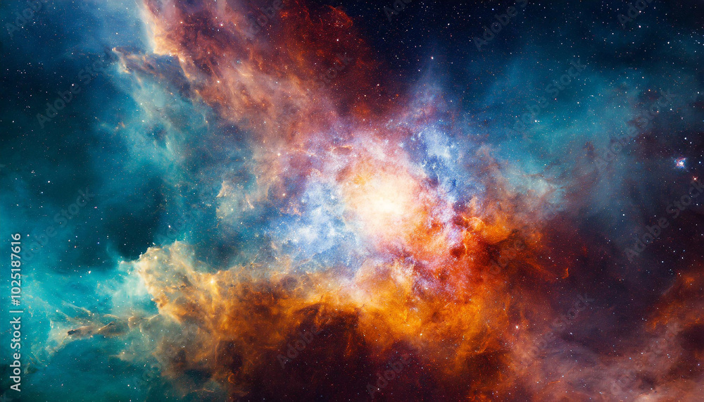 Vivid cosmic clouds illuminate the vast expanse of space, showcasing colorful nebula formations and distant stars in a magnificent night sky Vivid cosmic clouds illuminate the vast expanse of space, showcasing colorful nebula formations and distant stars in a magnificent night sky