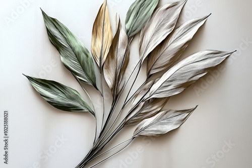 Minimalistic Composition of Thin Brown and Gray Leaves