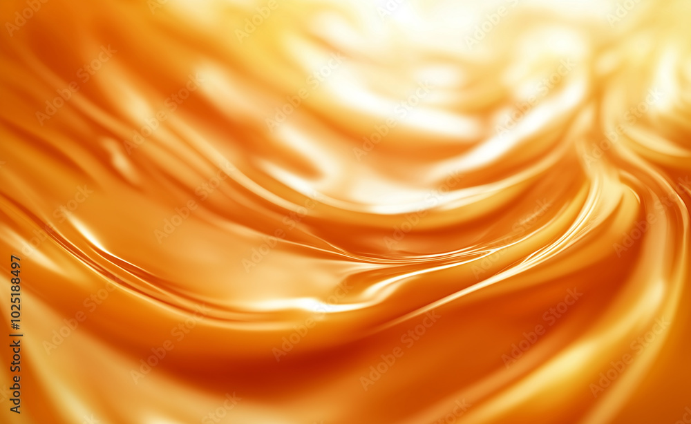 Rich caramel sauce being poured, capturing its smooth, glossy texture and delicious appeal.