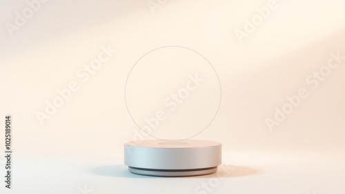 Podium for product presentation on soft light colour background.