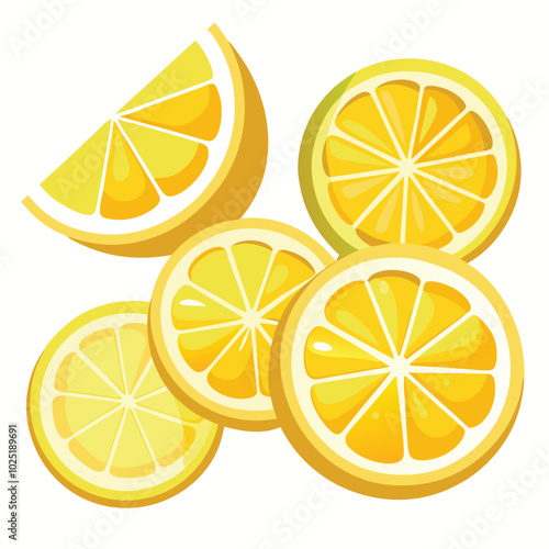 Lemon  fruit Vector Illustration isolated on white background