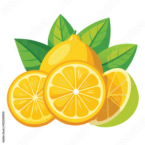 Lemon  fruit Vector Illustration isolated on white background