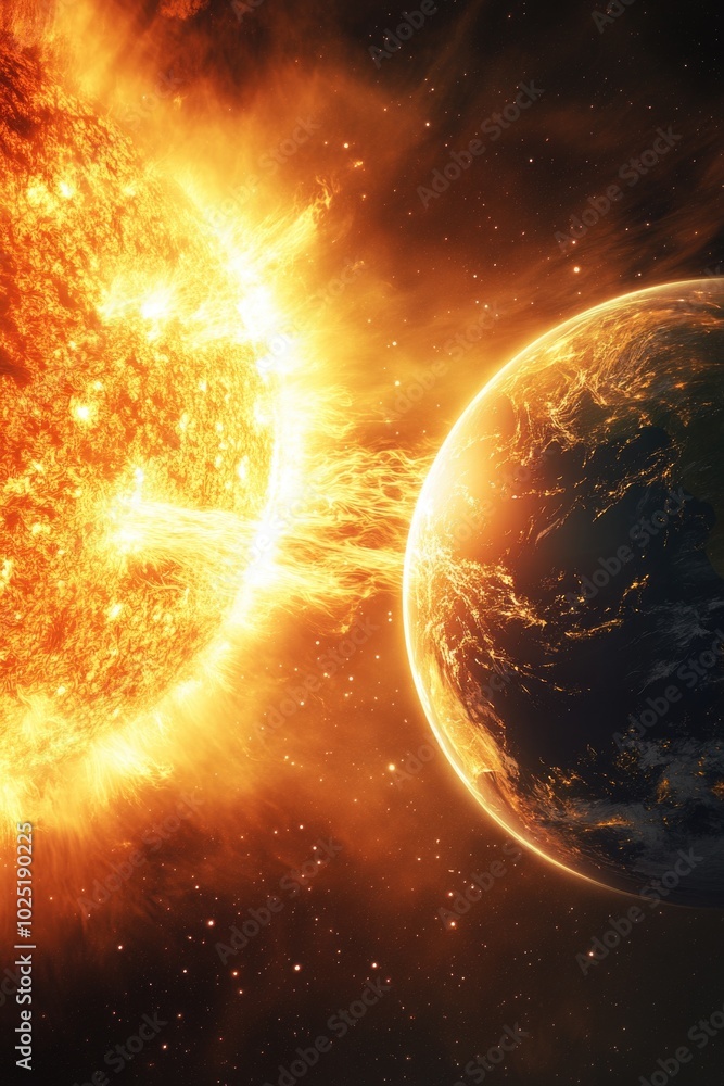 Obraz premium Close-Up of Solar Flare Near Earth