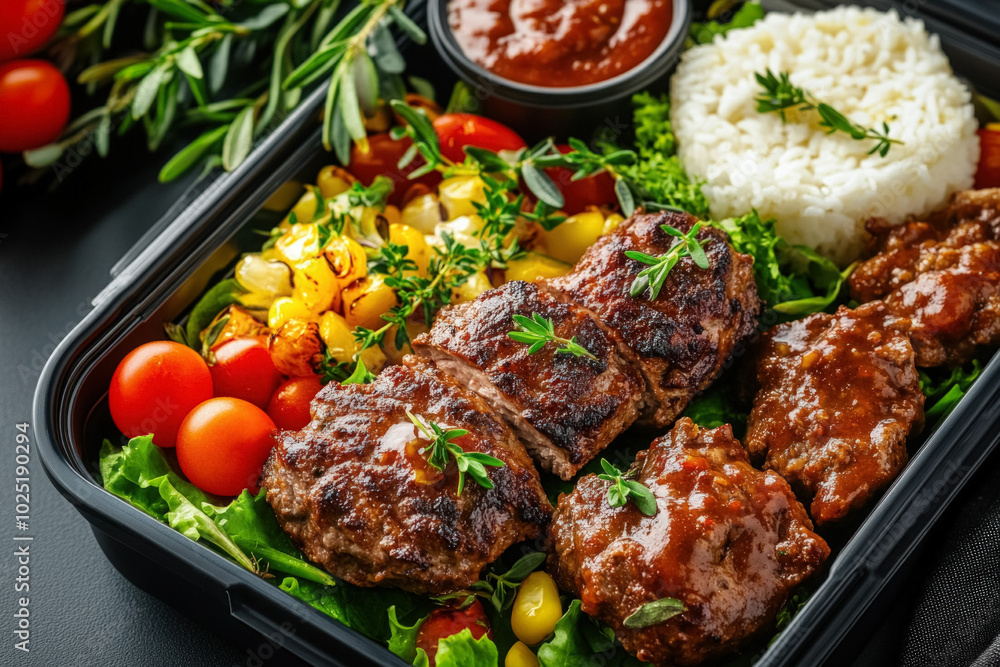 An Overhead View Of A Variety Of Airline Meal Options Laid Out On A Tray, Including Vegetarian And Non-Vegetarian Choices, Accompanied By Small Condiments And A Drink An Overhead View Of A Variety Of Airline Meal Options Laid Out On A Tray, Including Vegetarian And Non-Vegetarian Choices, Accompanied By Small Condiments And A Drink