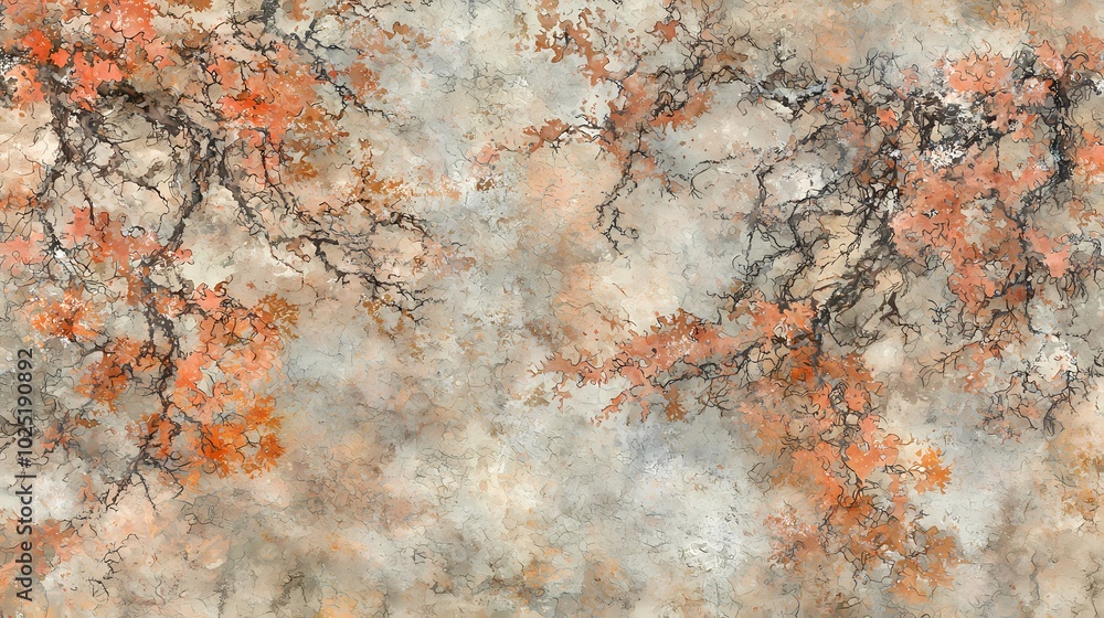Fototapeta premium Vintage Watercolor Autumn Tree Painting
