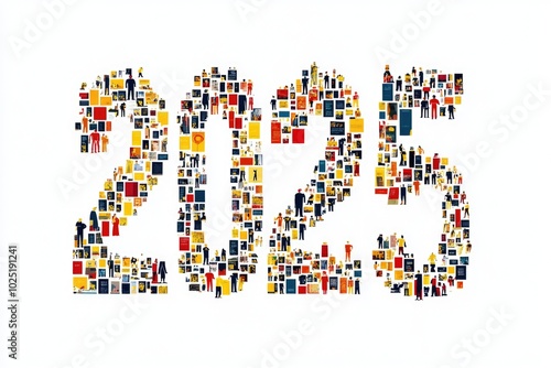 2025 Typography Made of Colorful Icons photo