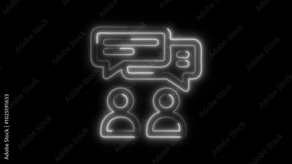 Communication Outline Icon in HD Video Neon Animation – Connection and Networking Symbol on Black Background Communication Outline Icon in HD Video Neon Animation – Connection and Networking Symbol on Black Background