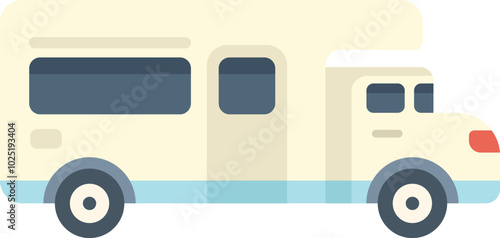 This vector illustration features a large white camper van, perfect for illustrating road trips, vacations, and the great outdoors