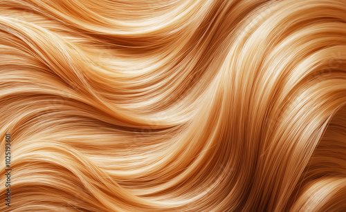 Golden wavy hair texture, showing smooth, flowing strands in a close-up.