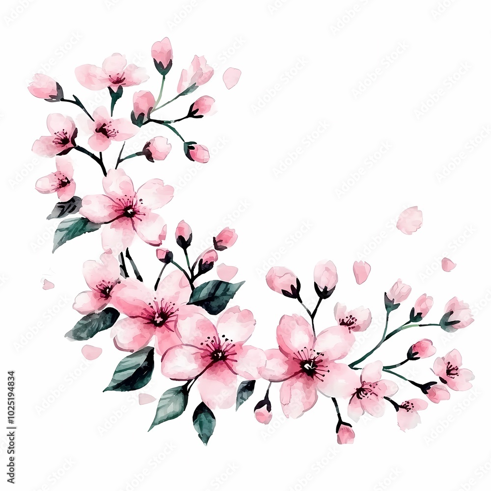 Naklejka premium Delicate Cherry Blossoms in Full Bloom on Branch