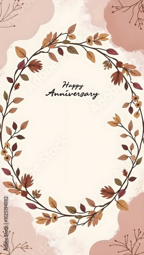 Boho anniversary card with floral elements and warm autumn colors for romantic celebrations photo