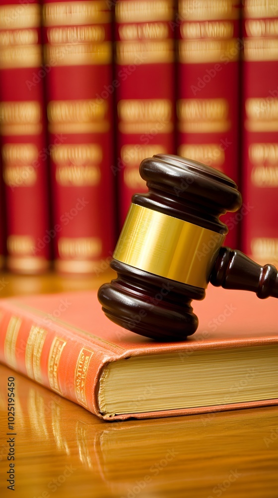 Close Up of Gavel on Legal Book in Law Office Close Up of Gavel on Legal Book in Law Office