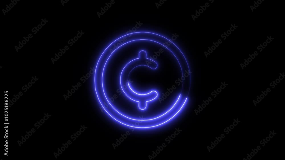Currency Cent Outline Icon in HD Video Neon Animation – Finance and Money Symbol on Black Background Currency Cent Outline Icon in HD Video Neon Animation – Finance and Money Symbol on Black Background