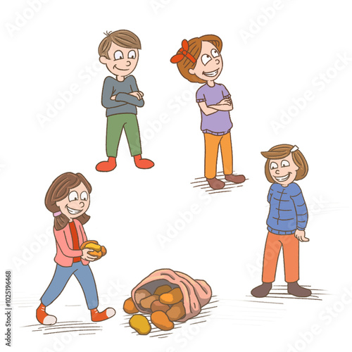 children characters set illustration isolated on white