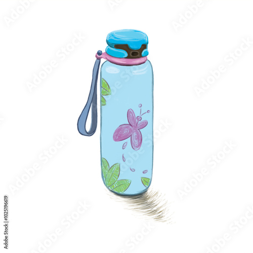 blue plastic water bottle illustration isolated on white photo