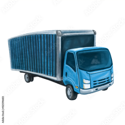 blue truck illustration isolated on white