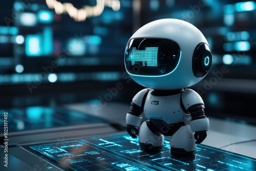 Futuristic AI Robot in High-Tech Environment