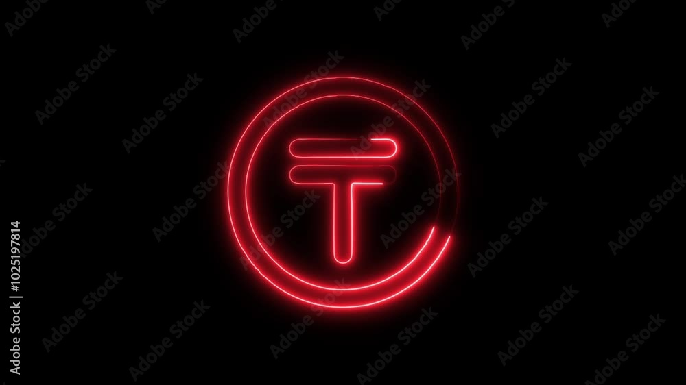 Currency Tenge Outline Icon in HD Video Neon Animation – Finance and Money Symbol on Black Background Currency Tenge Outline Icon in HD Video Neon Animation – Finance and Money Symbol on Black Background
